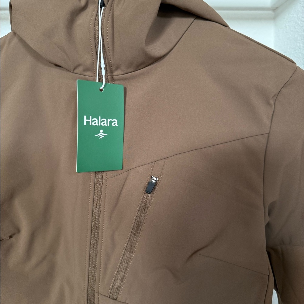 Halara Hooded Zipper Long Sleeve Thumb Hole Running Down Jacket Otter NWT Medium - Picture 10 of 14